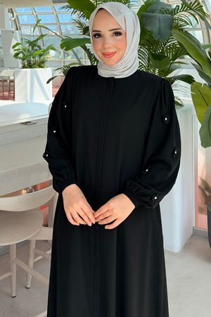 Rabia Çiçek Detaylı  Ferace 697 - siyah