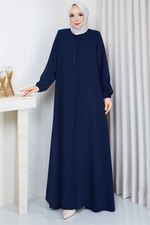 Leopar Şerit Detaylı Fermuarlı Ferace 1096 – Laci
