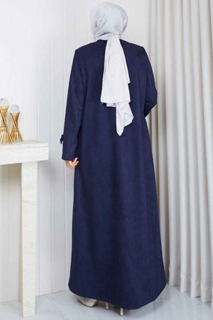 Fermuar Cepli  Süet Kadın Mont 5019 - Lacivert