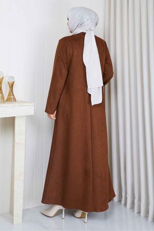Kravat detaylı Süet Kadın Mont 437 -Taba