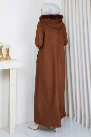 Kürk Yaka Detaylı Süet Mont 1038 - taba