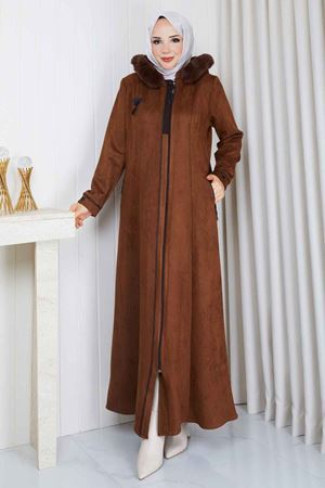 Kürk Yaka Detaylı Süet Mont 1038 - taba