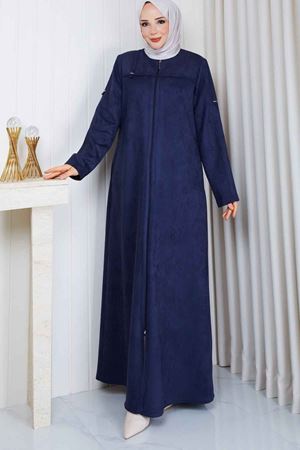 Leopar Şerit Detaylı Süet  Kaban 816 -Laci 