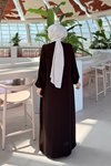 Robası Desen Dokulu Fermuarlı Ferace -Kahverengi 604