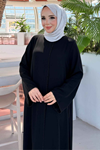 Dubai Taş işleme Biyeli Siyah Ferace 3043