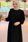 Elit İpek Yaka Broşlu Ferace 6821 -Siyah