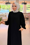 Elit İpek Yaka Broşlu Ferace 6821 -Siyah