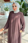 Boydan Fermuarlı ve Metal Detaylı Rabia Ferace 8885 -Vizon