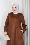 Fermuar Cepli  Süet Kadın Mont 5019 - Taba