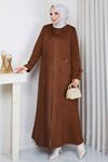 Fermuar Cepli  Süet Kadın Mont 5019 - Taba