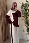 Dynamic Blok Tasarımlı Fermuarlı Spor Takım -Bordo