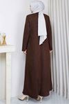 Zarif Kol Aksesuarlı Süet Tesettür Mont 198 - Kahve