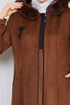 Kürk Yaka Detaylı Süet Mont 1038 - taba
